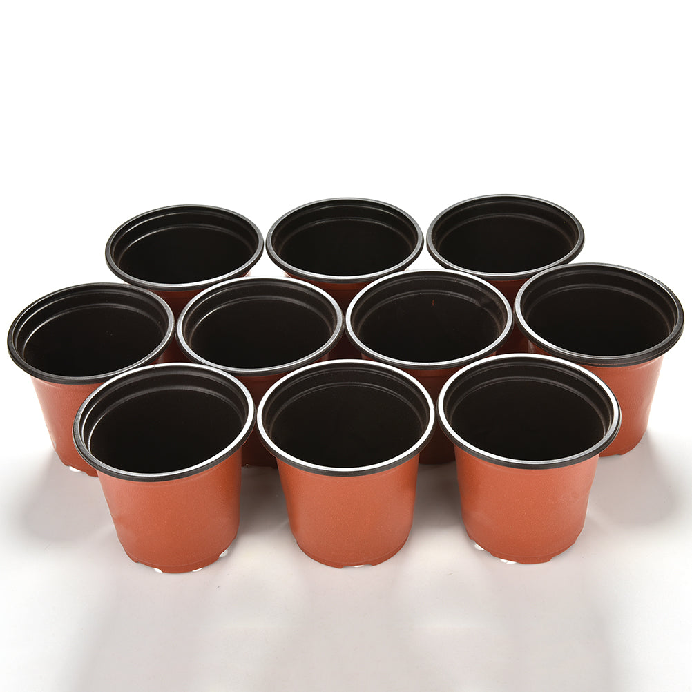 Party Yeah 10Pcs/Set Mini Plastic Round Flower Pot Terracotta Nursery Planter Home Garden Decor