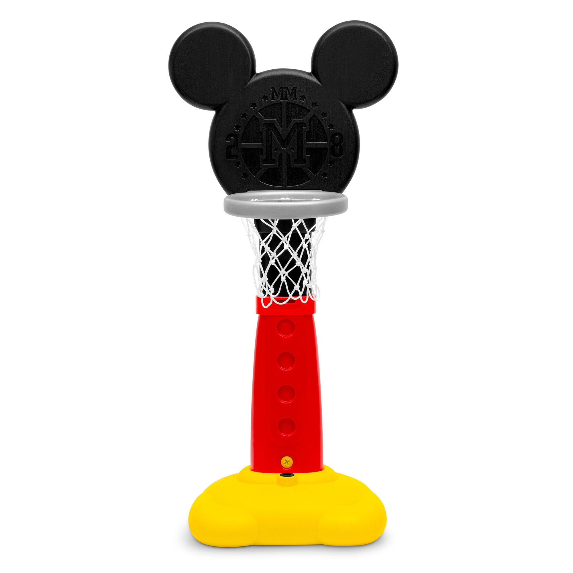 Disney Mickey Mouse Plastic Basketball Set by Delta Children – Includes Basketball Hoop， 1 Basketball， Ring Toss Game with 3 Rings， Growth Cart and Ball Pump