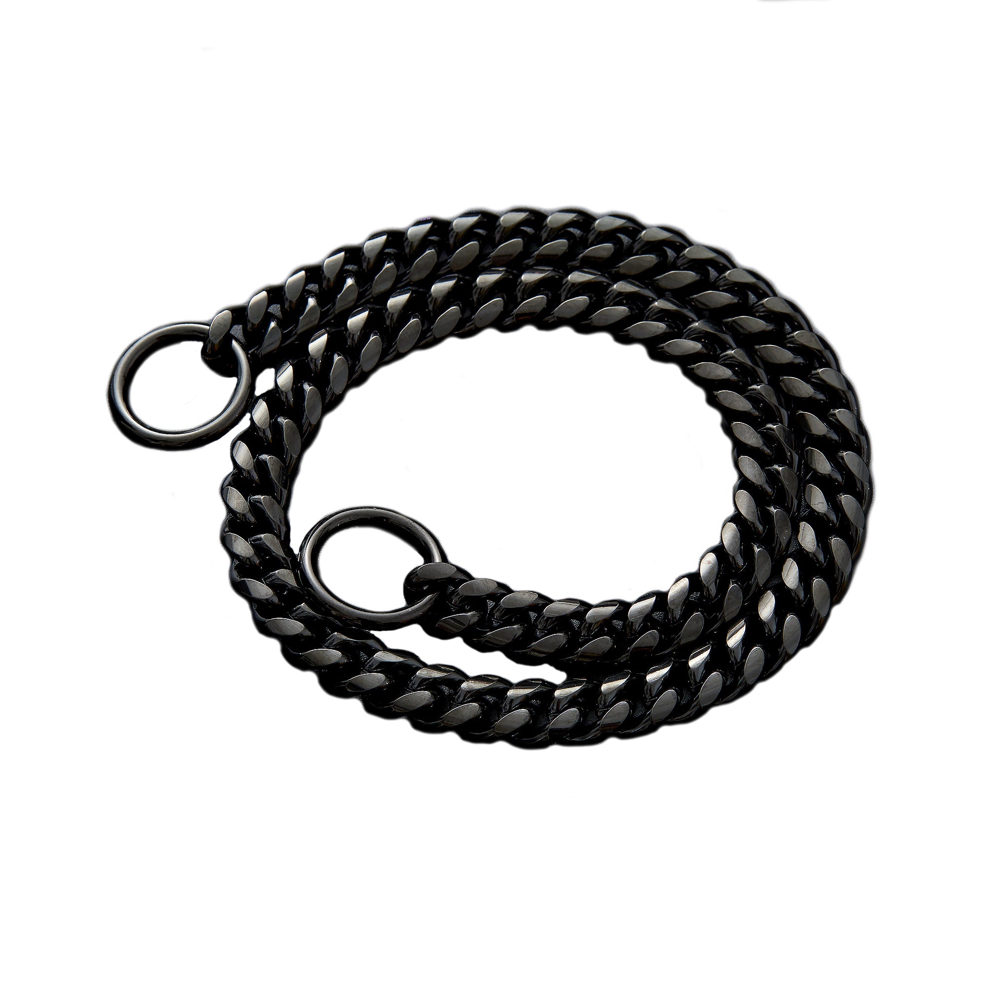 Black Dog Collar Metal Stainless Steel Strong Chain For Small Puppy Dogs