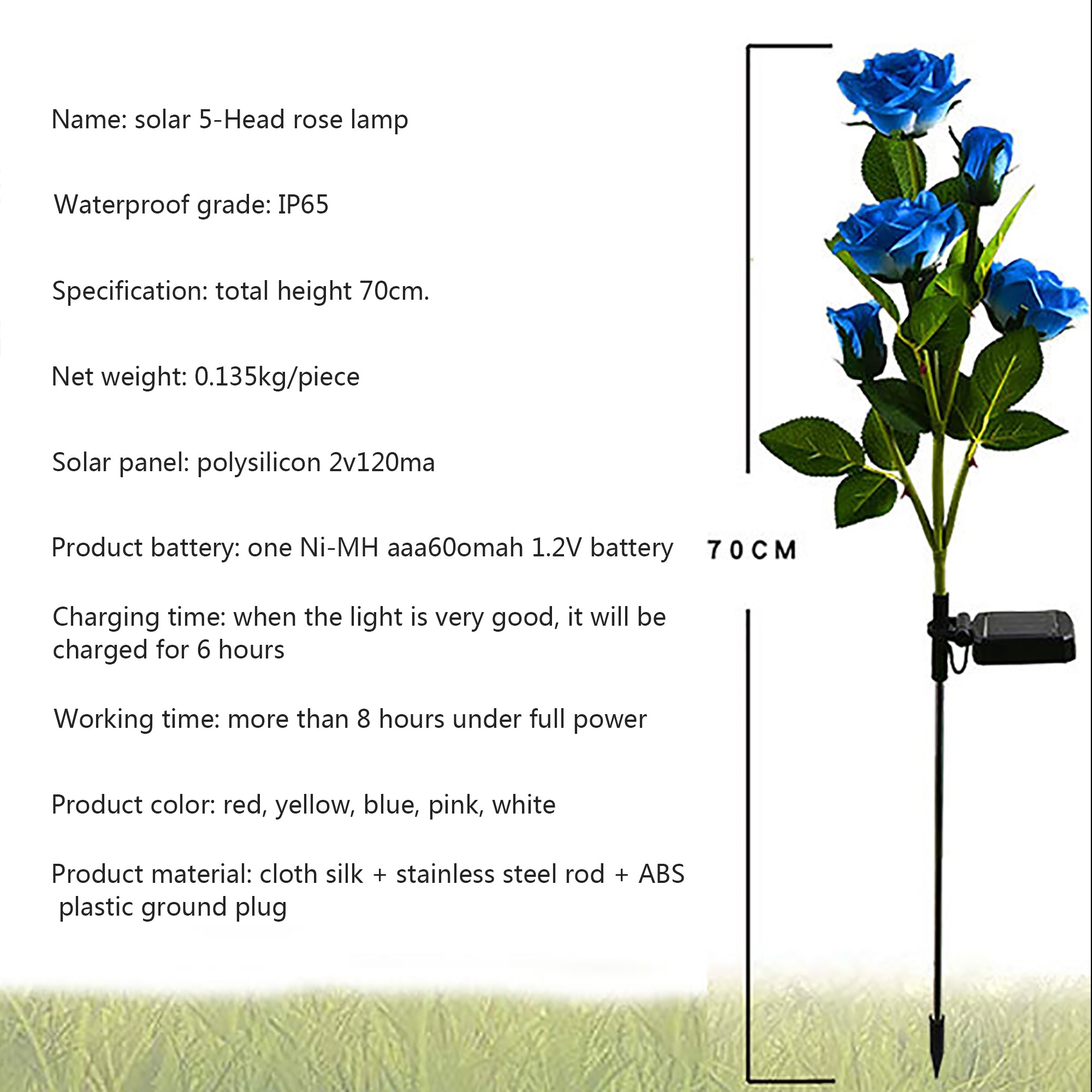 Binpure Solar-Powered Light Rose Flower Field Cutting Park Home Lamp
