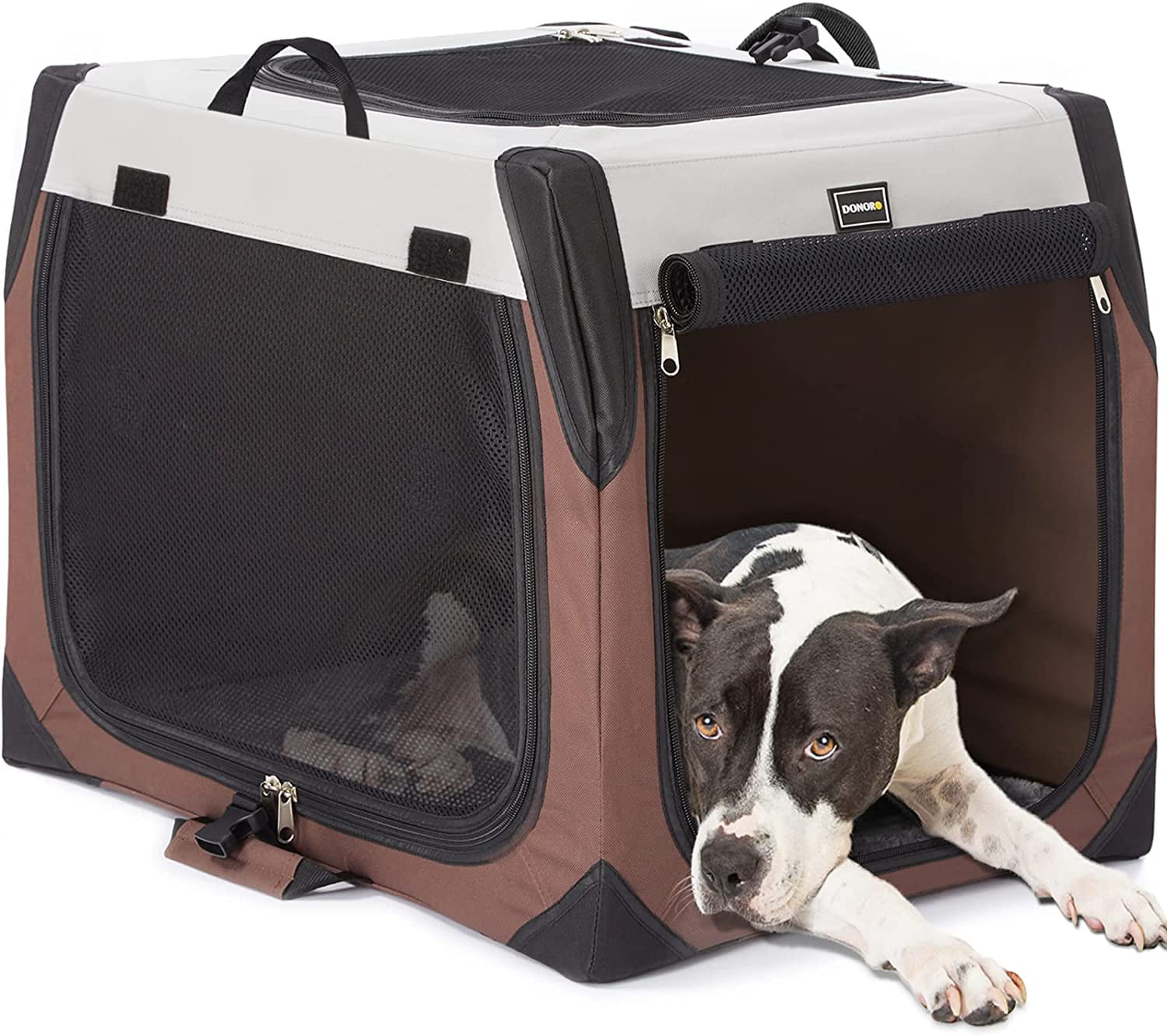 Dog Crates for Medium Dogs， Portable Collapsible Three Door Dog Kennel and Houses， Soft-Sided Cage for Indoor Training and Outdoor Travel with Pad (Large (42