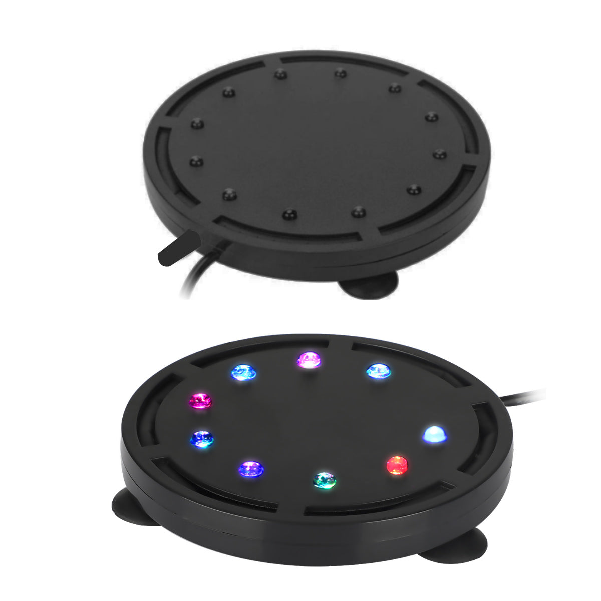 Aquarium Bubbler LED Light Air Stone Lamp Colorful Underwater Round Fish Tank