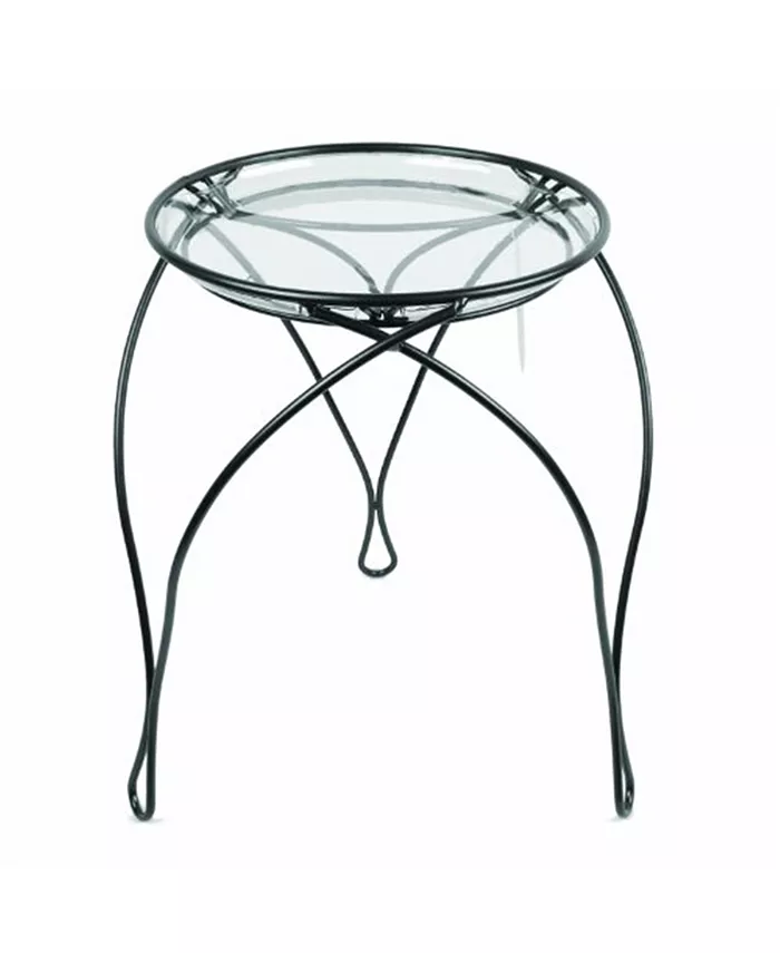 Plastec The Elegance Metal Plant Stand， Black， 17-Inch H