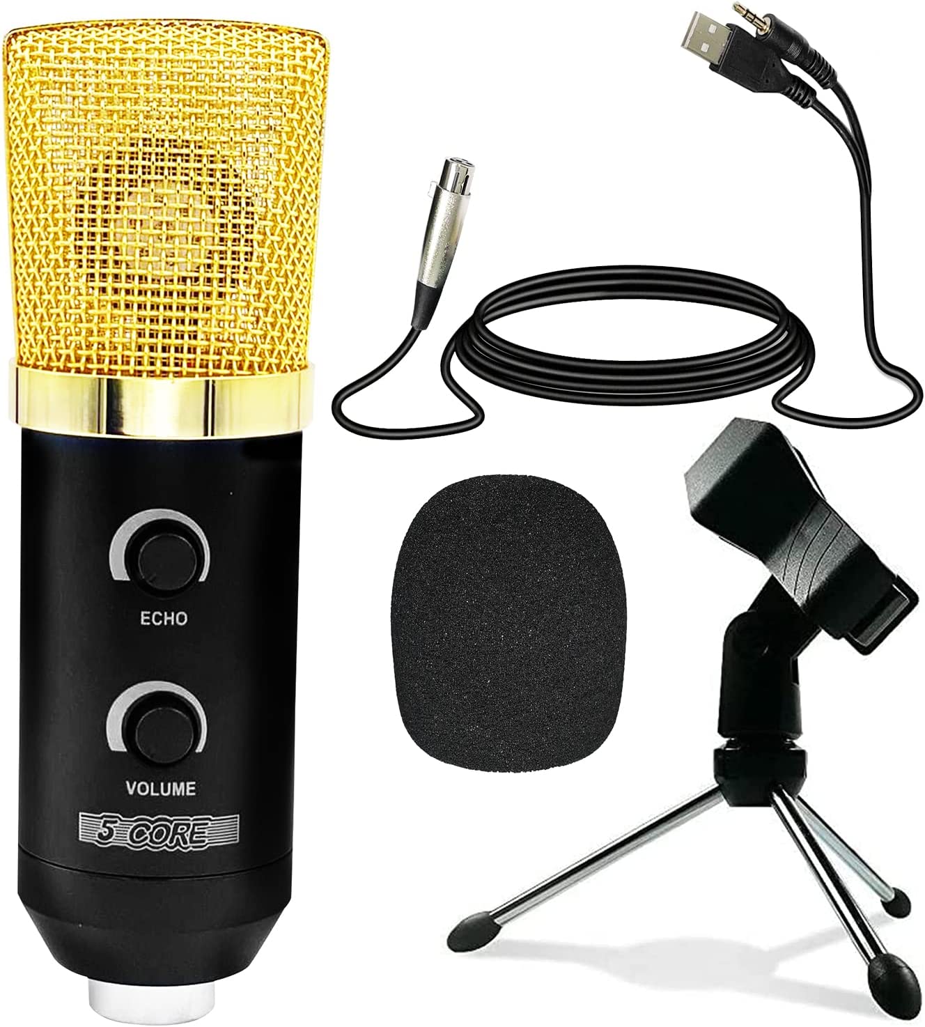 5Core Premium Pro Audio Condenser Recording Microphone Podcast Gaming Studio Mic RM BG TRI