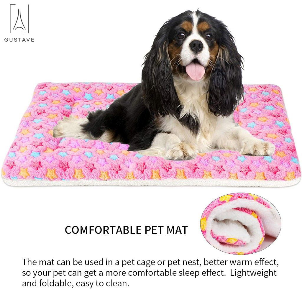 GustaveDesign Large Dog Pet Sleep Mat Soft Warm Reversible Fleece Crate Bed Mat Kennel Pad Cage Cushion for Large Small Medium Dog Cat 