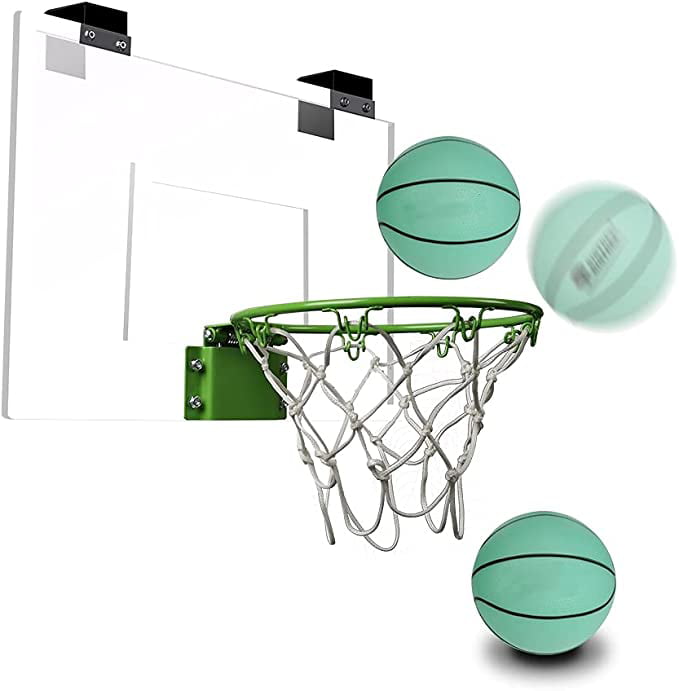 Mini Indoor Basketball Hoop Glow in The Dark Set for Door and Wall， with Complete Accessories， LED Kids Mini Basketball Hoop and Ball