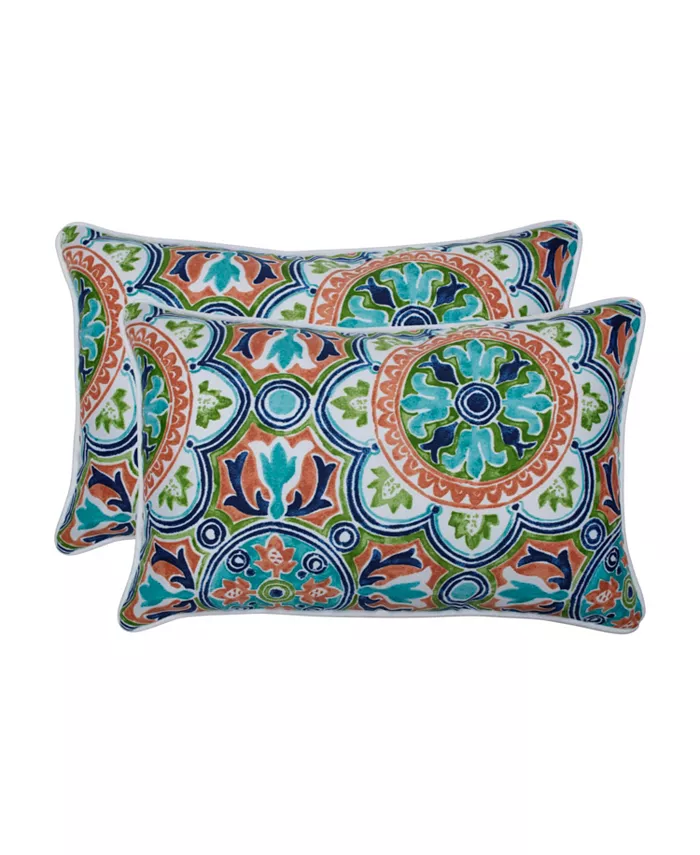 Pillow Perfect Lagoa Tile Flamingo Rectangular Throw Pillow， Set of 2