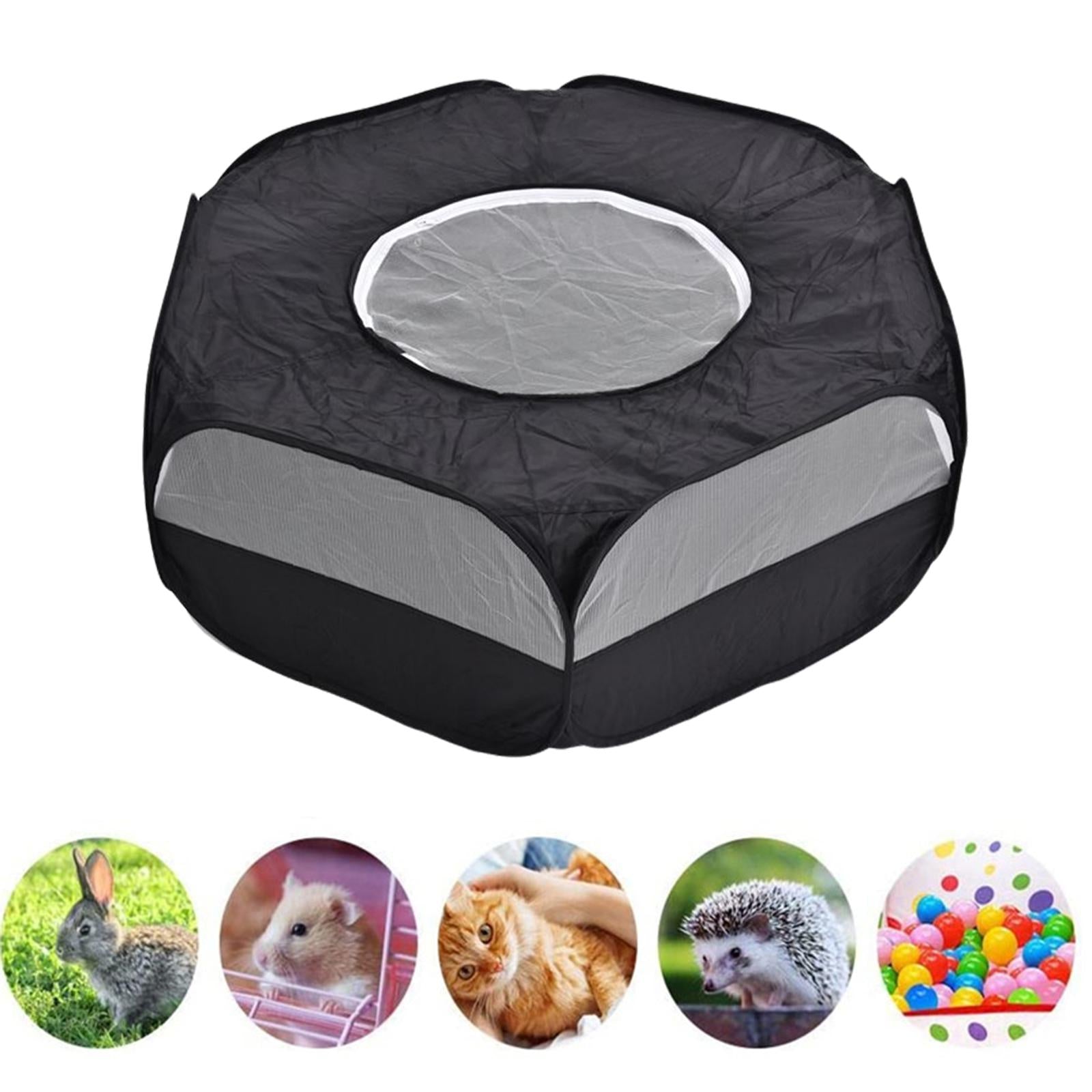 Small Animal Cage Tent Pet Playpen， Foldable Outdoor Indoor Exercise Fence， Mesh Playpen Yard for Rabbit Ferret Guinea - with cover