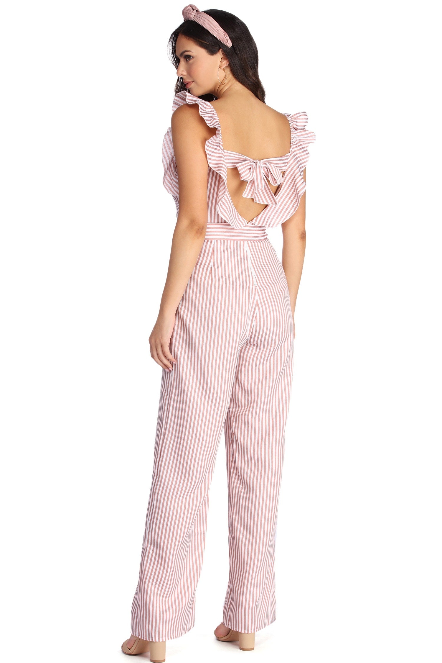 Ruffled And Striped Jumpsuit