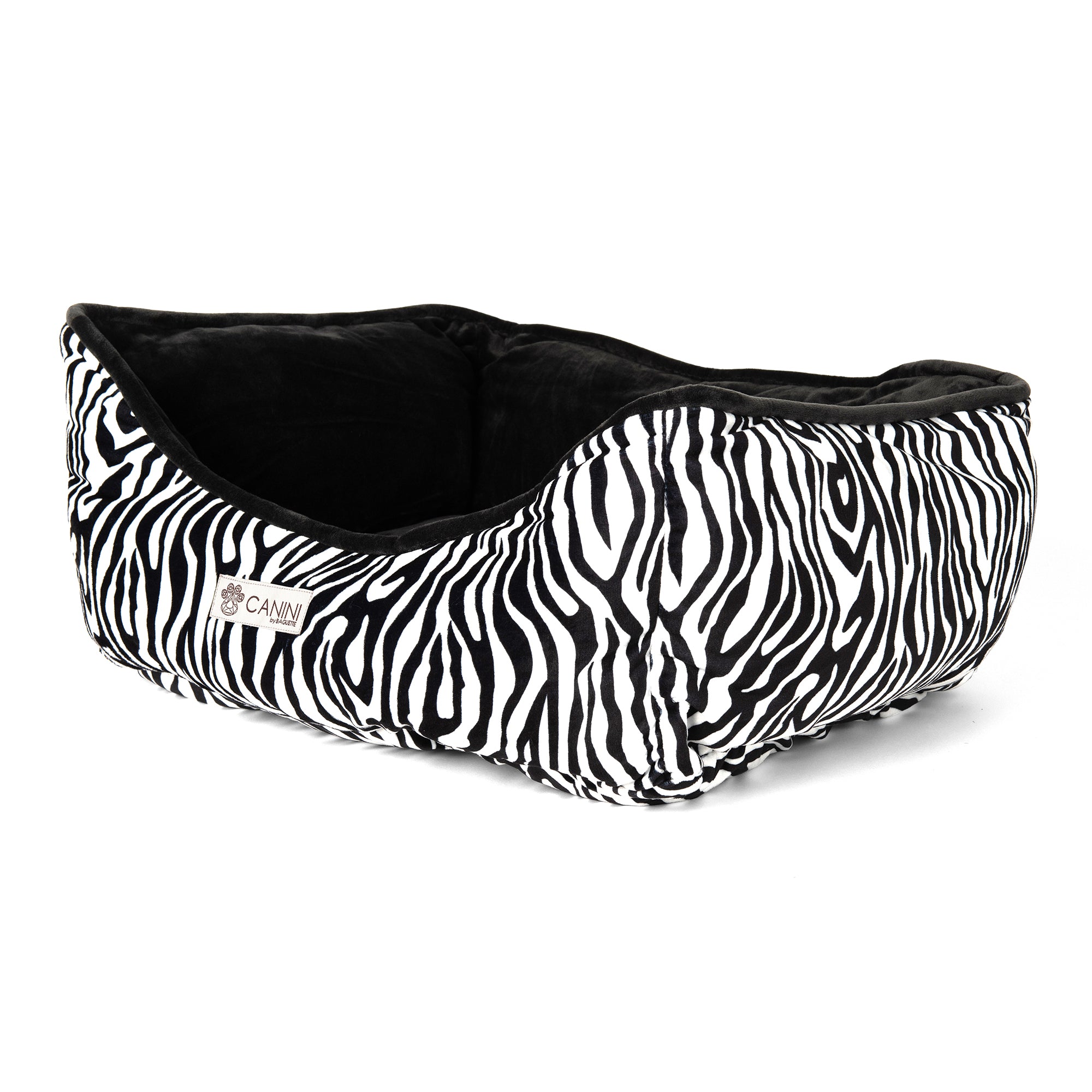 CANINI by Baguette Reversible Micro-Plush Dog Bed for Small-Sized Breeds， Zebra Print