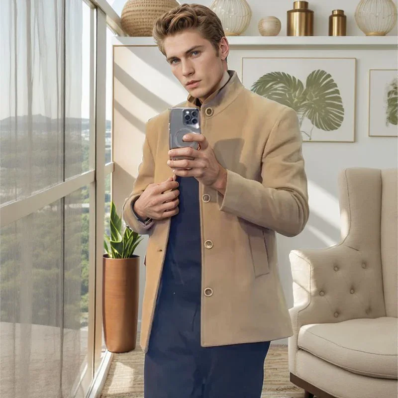 Casaco Vittorio Saville™ com Gola Alta e Estrutura de Alfaiataria / Imponência e Estilo Refinado em Todos os Detalhes!