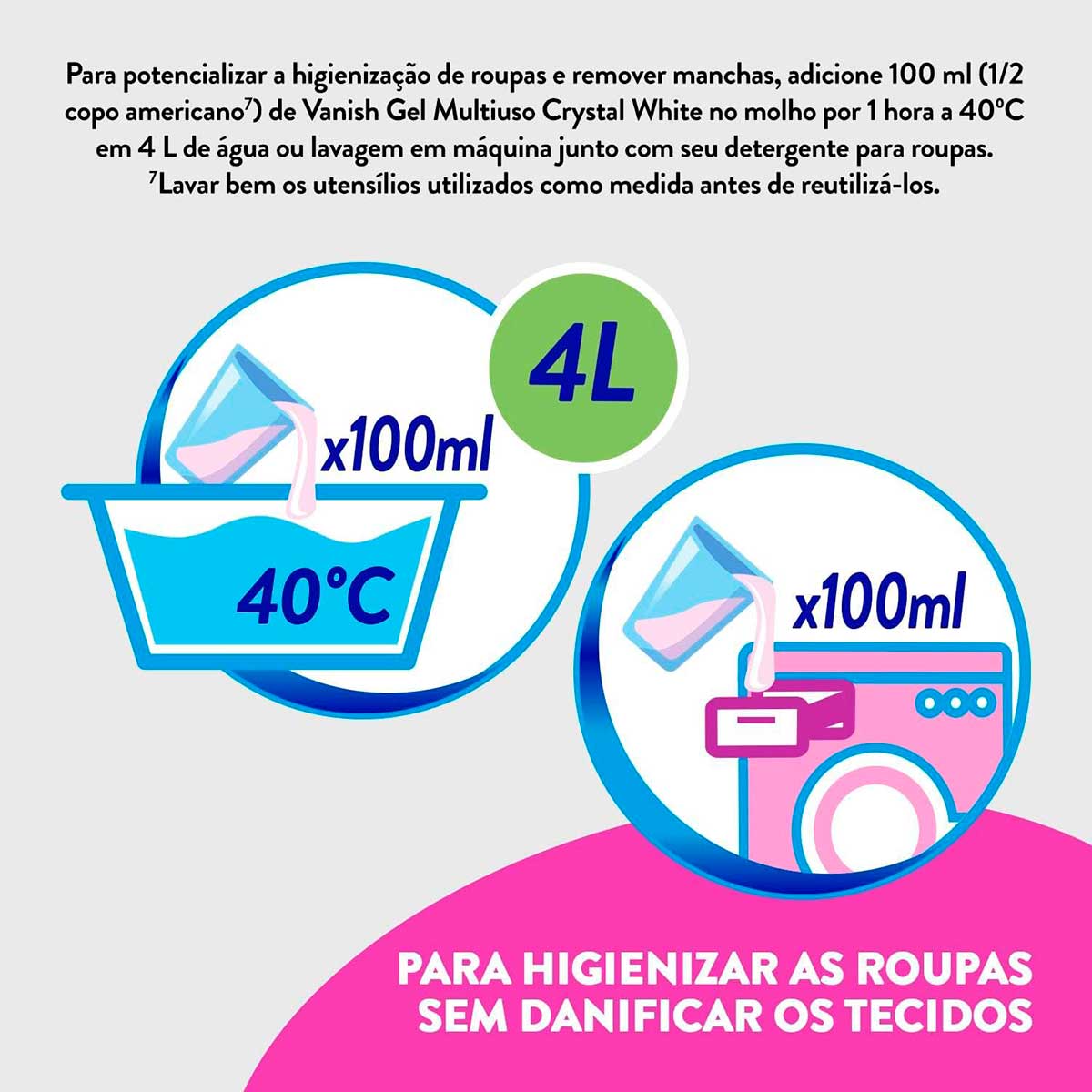 Tira Manchas Vanish Liquido Crystal White para roupas brancas Refil Economico 500ml
