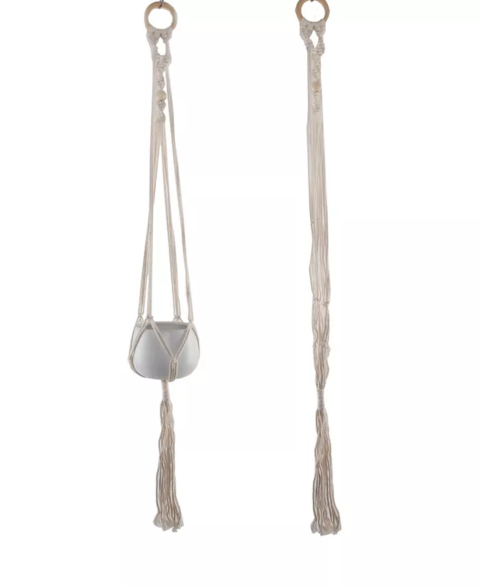 Flora Bunda Single Beaded Macrame Plant Hanger， 39
