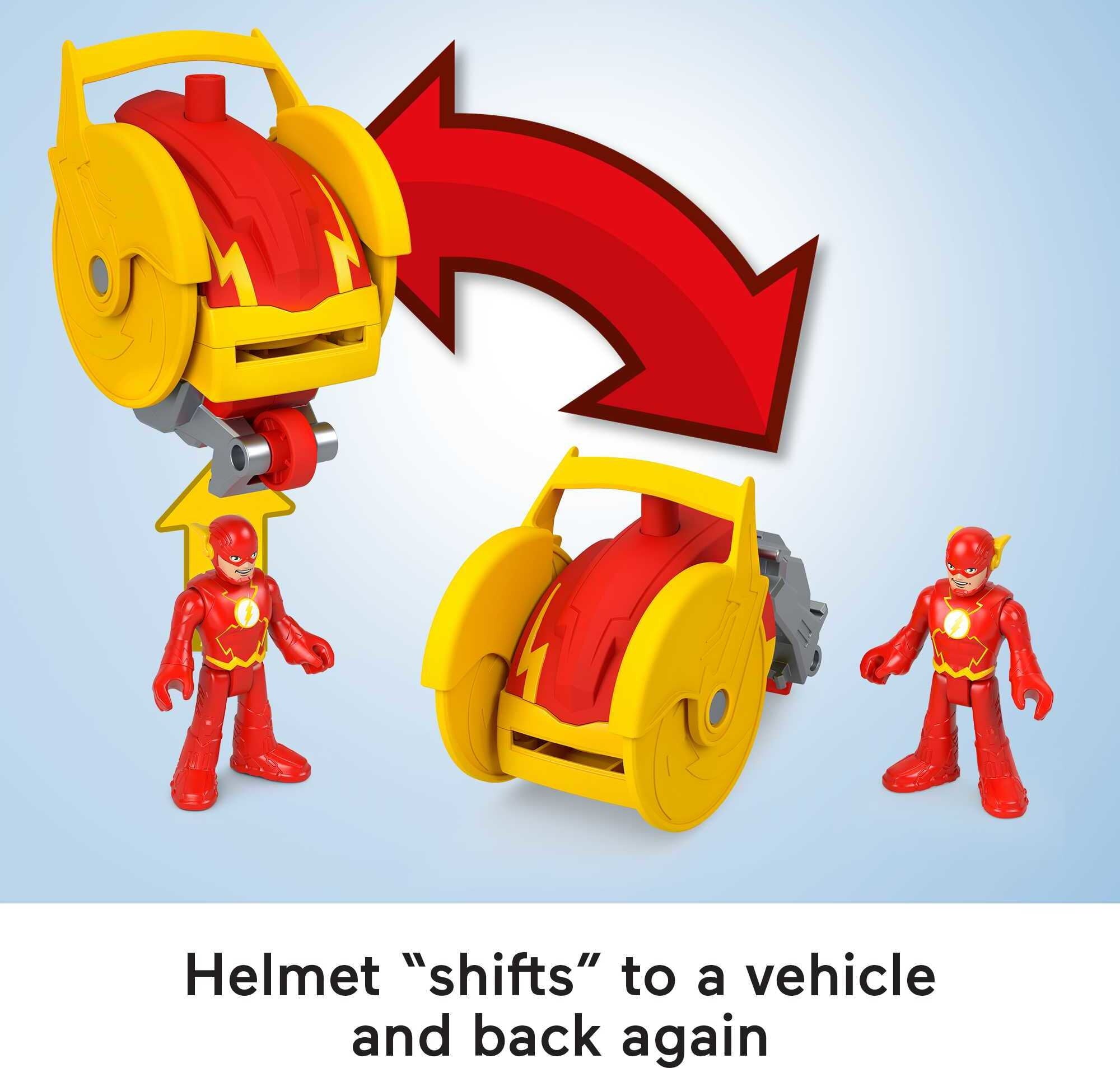 Imaginext DC Super Friends Head Shifters The Flash and Speed Force Cycle Figure Set， 4 Pieces