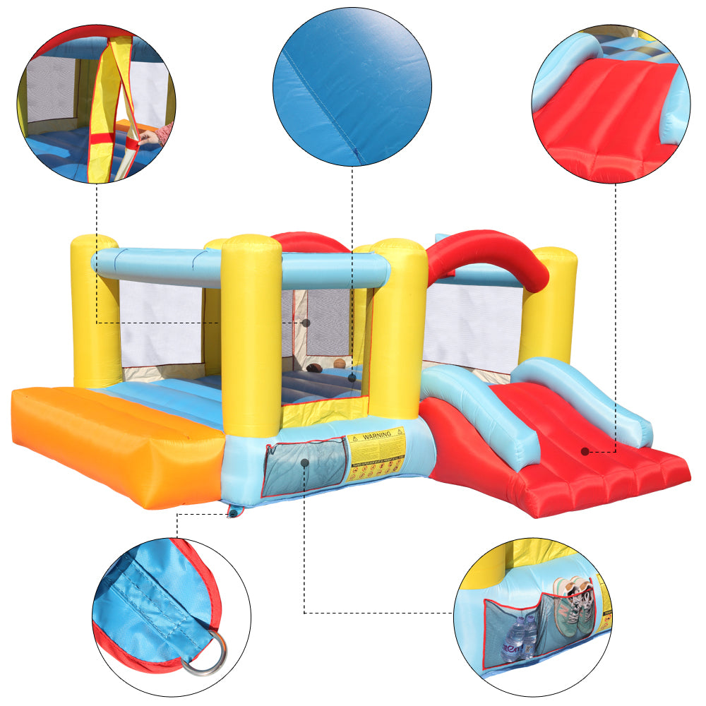 Topcobe Inflatable Bounce House for kids， Castle Jumper Bouncer Castle with Water Slide Pool， Basketball Hoop， 3 Balls