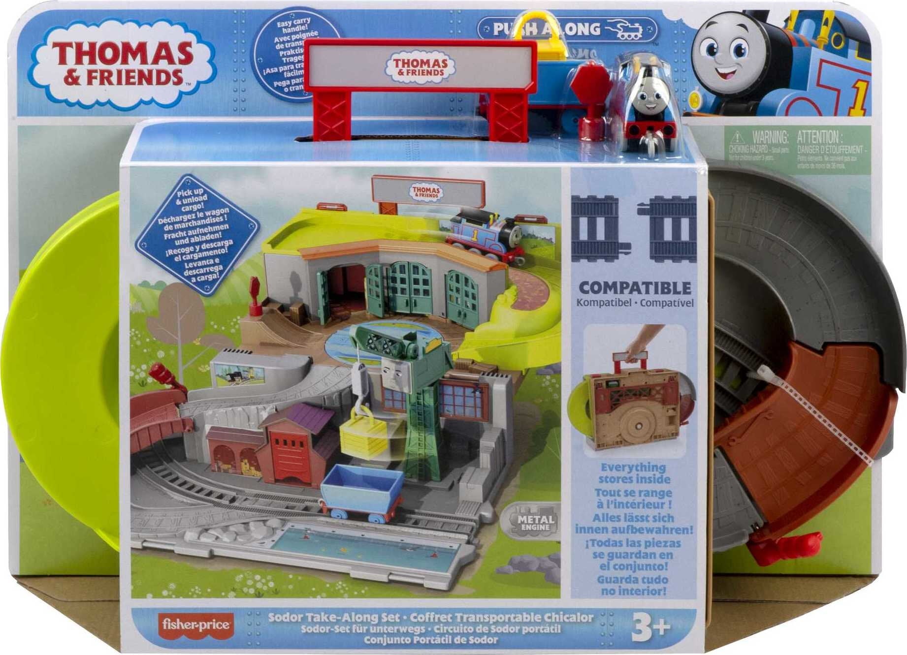 Thomas and Friends Sodor Take-Along Playset with Diecast Thomas Engine and Cranky The Crane