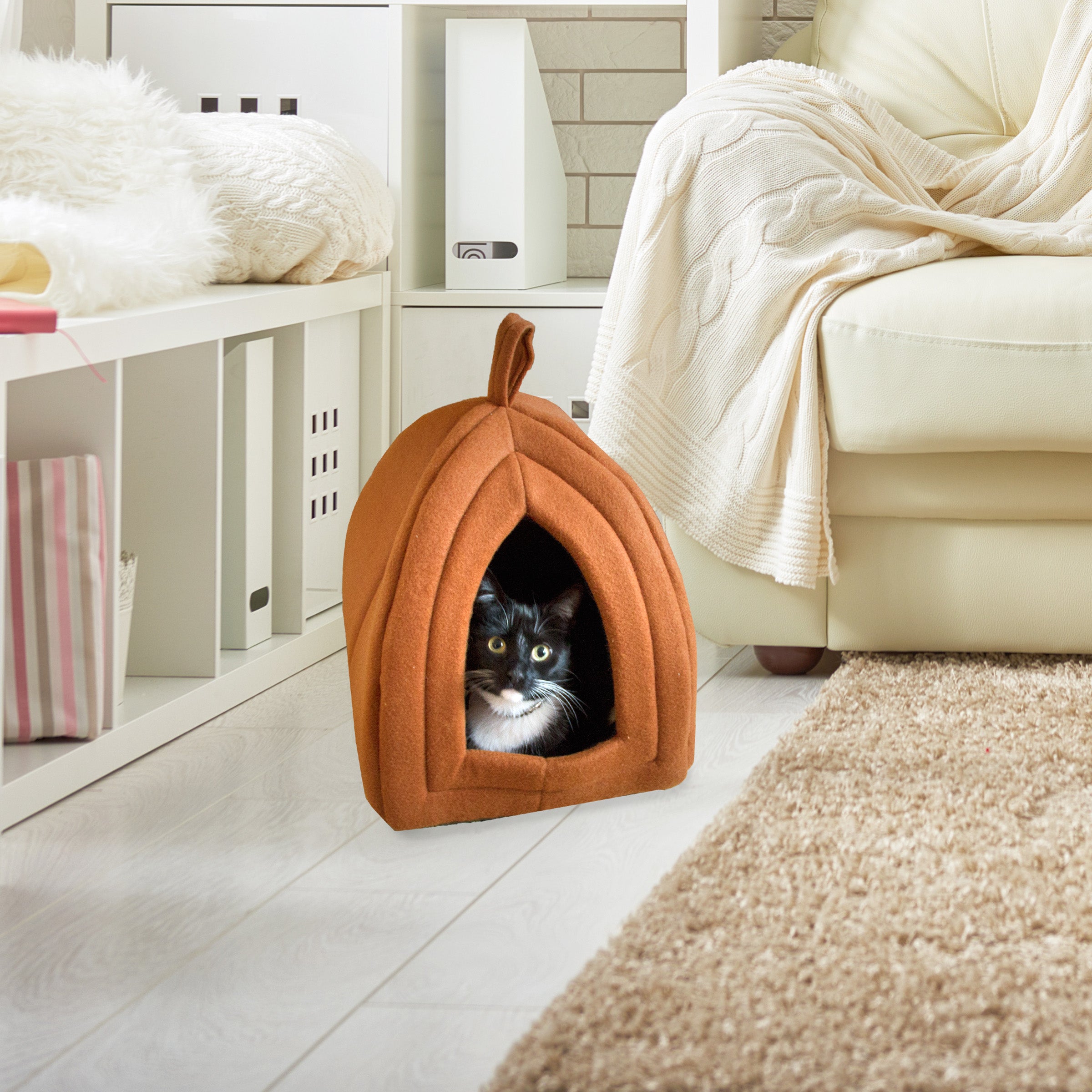 PAW Cozy Kitty Tent Igloo Plush Enclosed Cat Bed