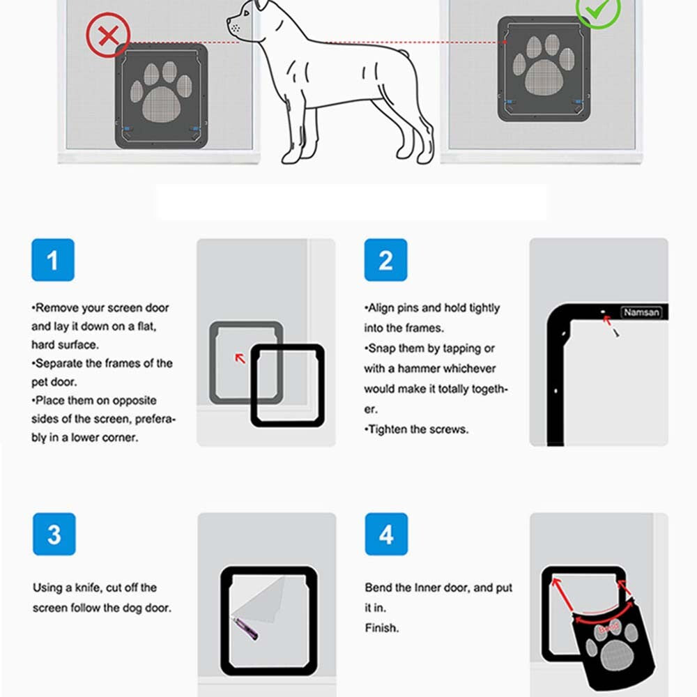 LINGJIA Extra Large Pet Door for Dogs and Cats， Dog Screen Door with Magnetic Flap Automatic Lockable Pet Door Screen Sliding Door for Small Dogs Cats (Outer Size 16.54