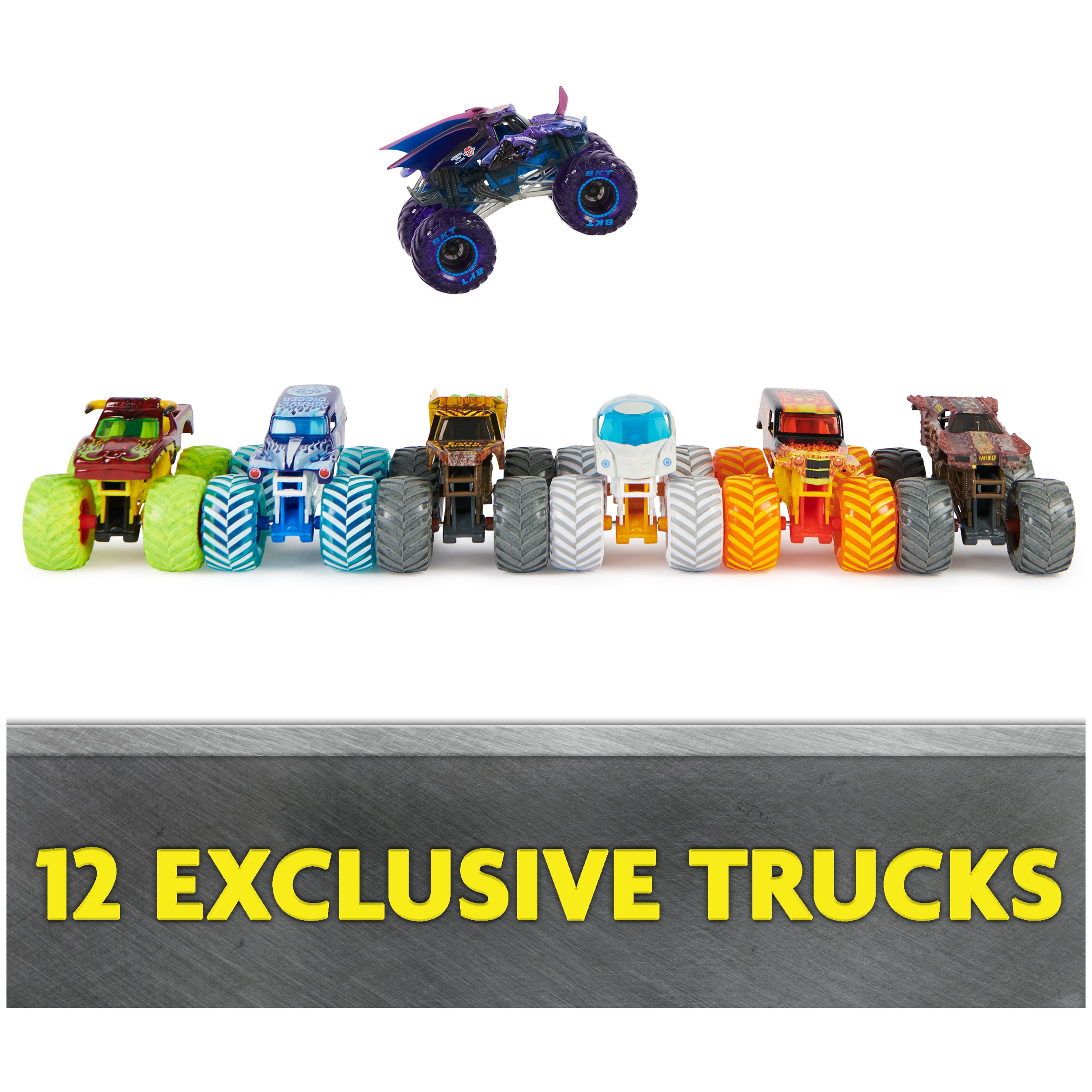 Monster Jam， 12-Pack 1:64 Scale Monster Truck Vehicles (Walmart Exclusive)