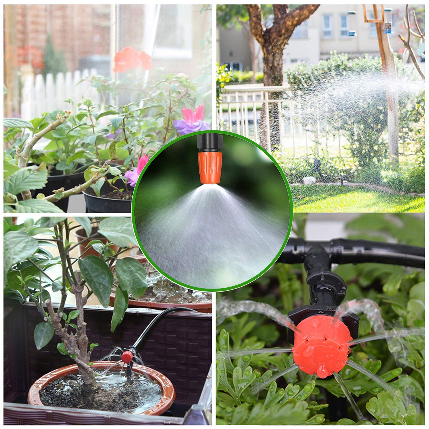 Ametoys Plant Watering Drip Irrigation Kit DIY Watering System with Nozzles Misters Drippers 40 Meters Tubing for Garden Lawn Patio