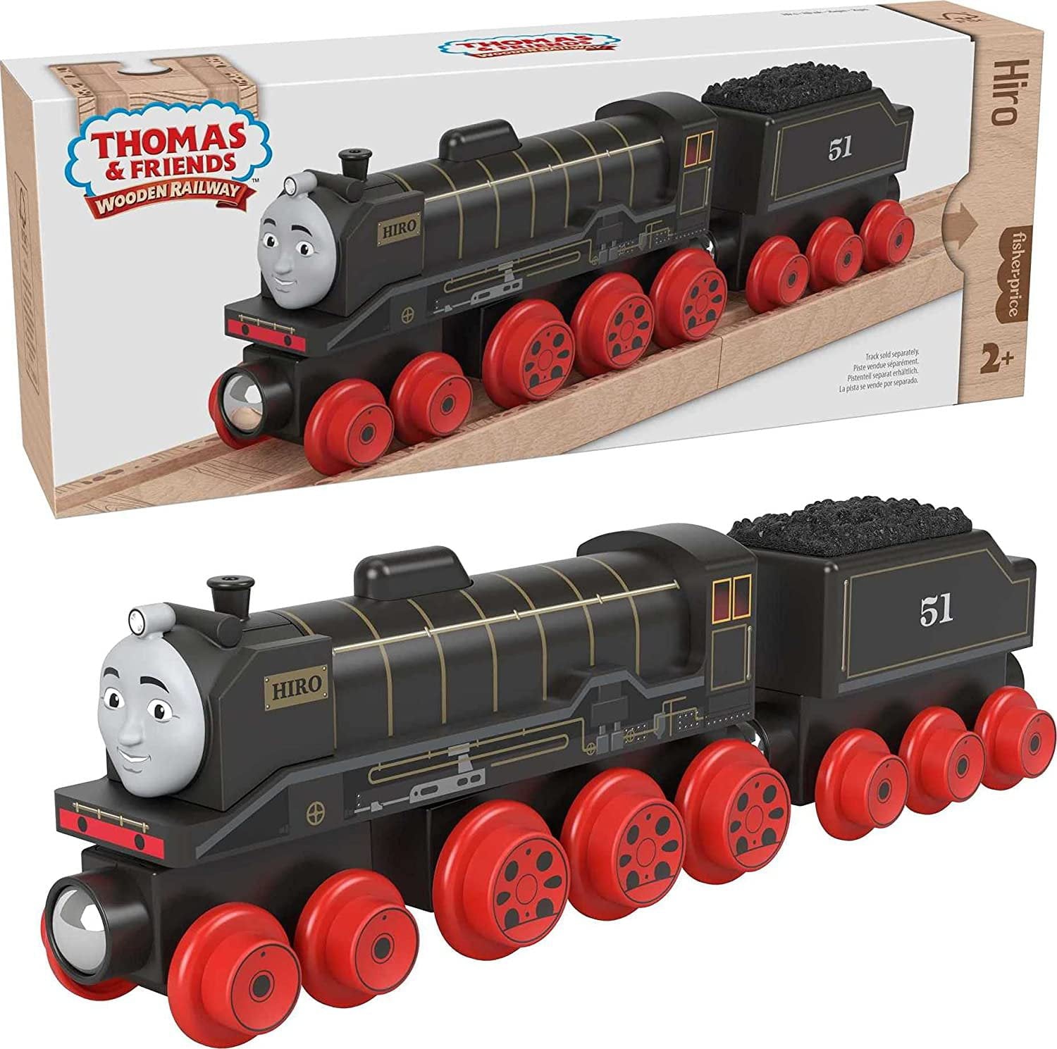 Fisher-Price MTTHBK11 Thomas and Friends Wood Hiro Engine and Car Toy - 3 Piece