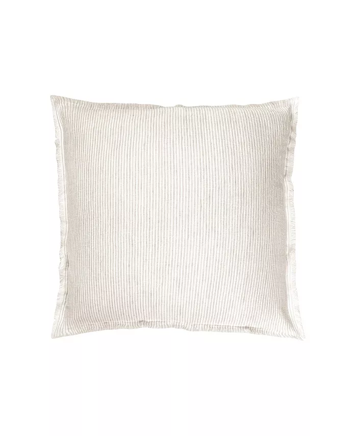 Anaya Home Natural Beige White Striped Linen Down Alternative Throw Pillow