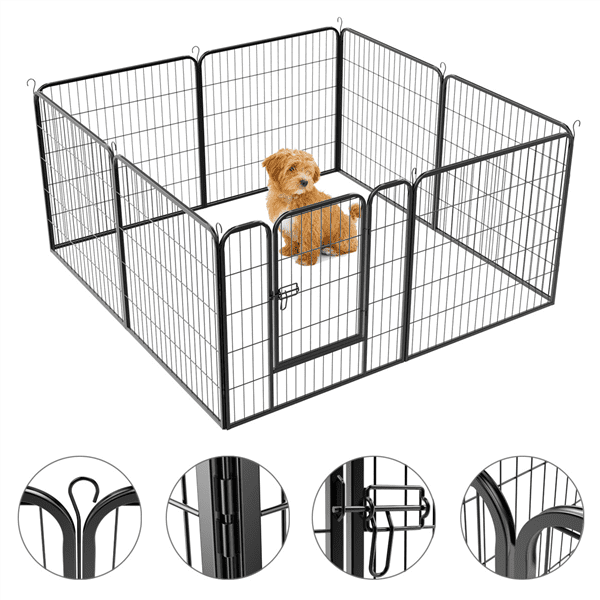 SmileMart 16 Panel Dog Pen Playpen Metal Pet Exercise Barrier for Indoor Outdoor， Black