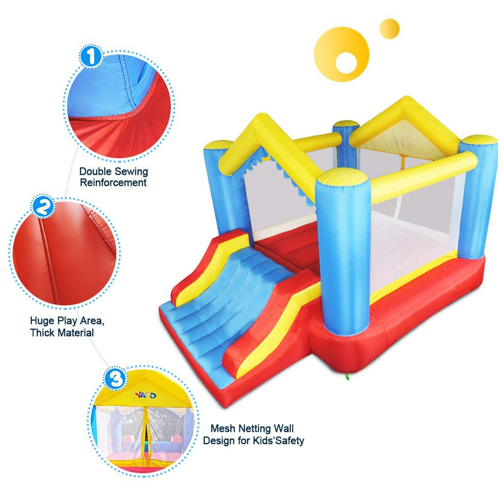 YARD Inflatable Kids Bounce House 11x9x8ft with Slide and Blower， Indoor Inflatable Bouncer Jumping House