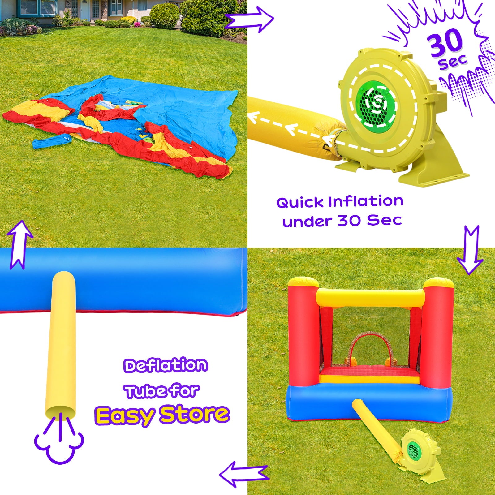 JOYMOR Inflatable Bounce House, Jump'n Slide Castle Indoor/Outdoor Oxford Playhouse for Toddler Little Kids Age 1-3 W/Air Blower