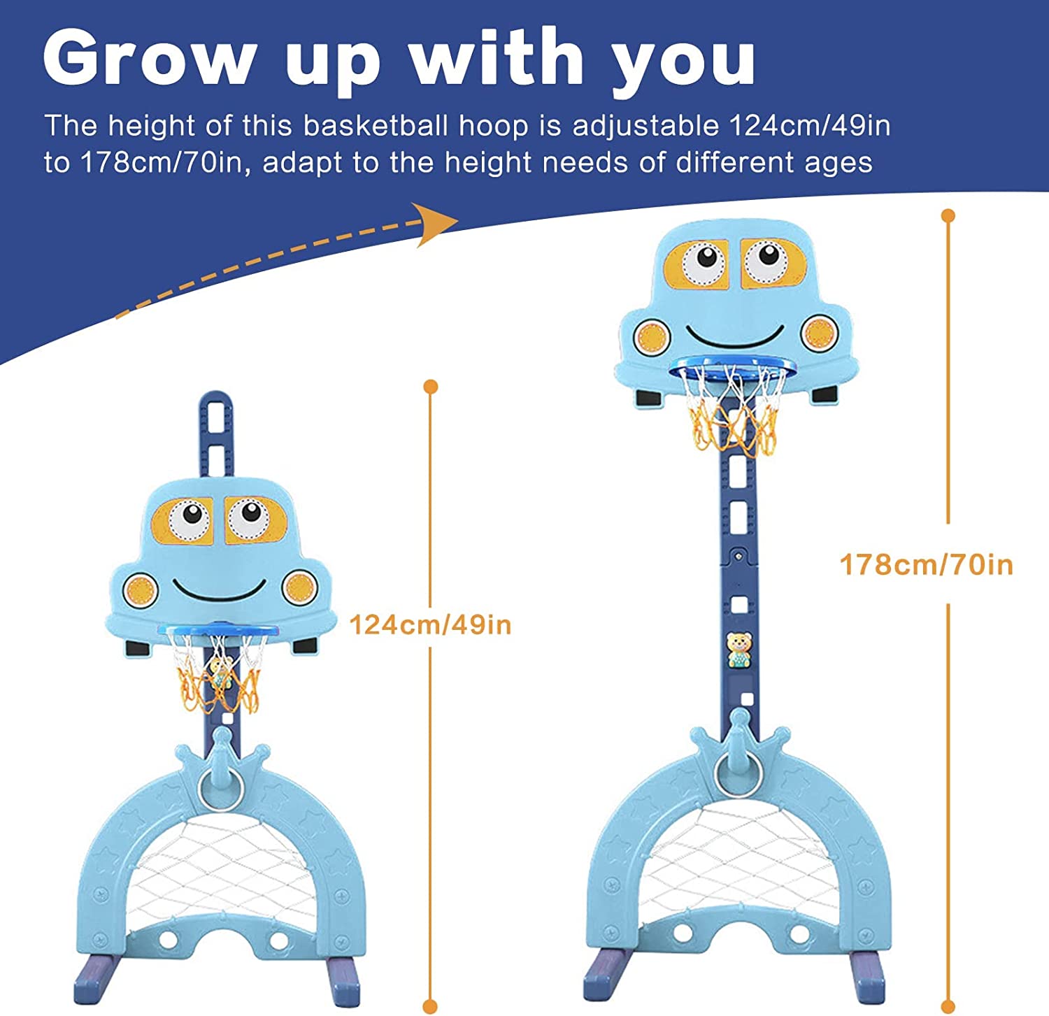 Nukied Toddler Basketball Hoop 4-in-1 Sports Activity Center Indoor and Outdoor for Basketball Hoop Football/Soccer Goal Golf Game Ring Toss Play Set Best Gift for Toddlers and Kids