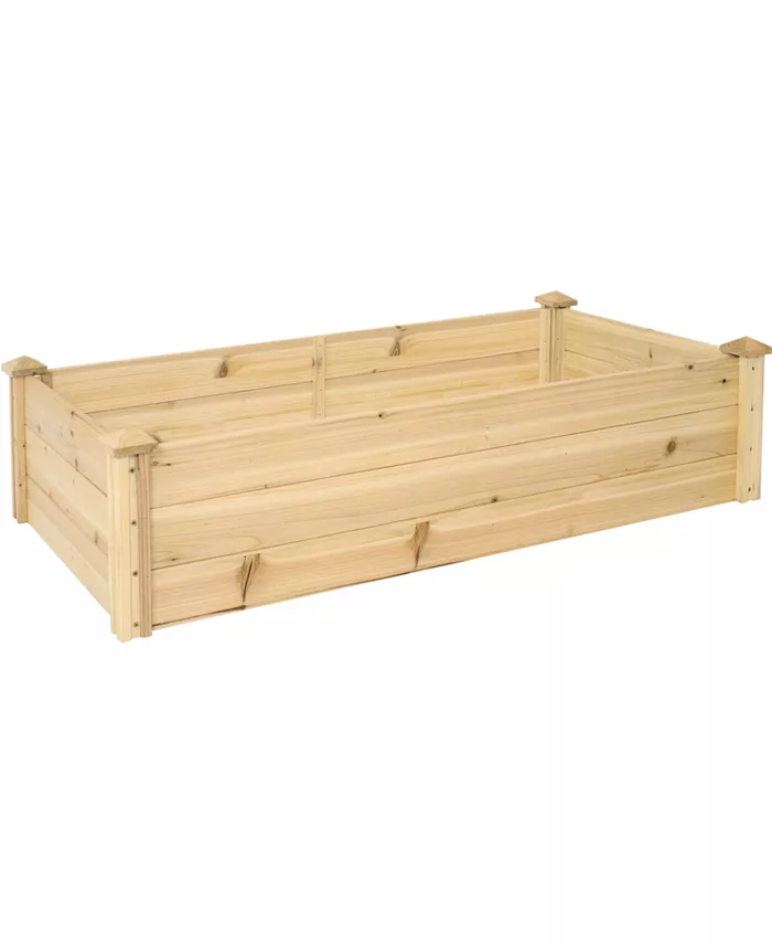 Sunnydaze Decor Wooden Fir Square Raised Garden Bed - 24 x 48.25 in - Natural