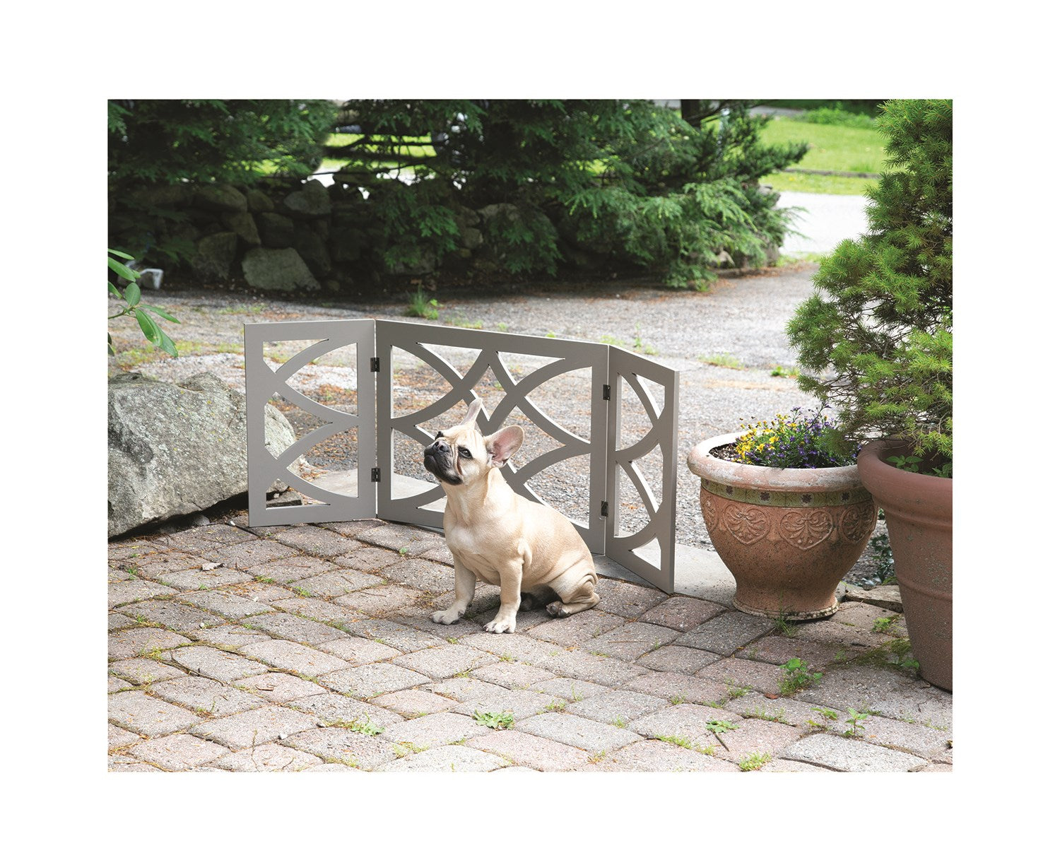 212 Main 5219 Wooden 3-Section Folding Pet Gateand#44; Grey