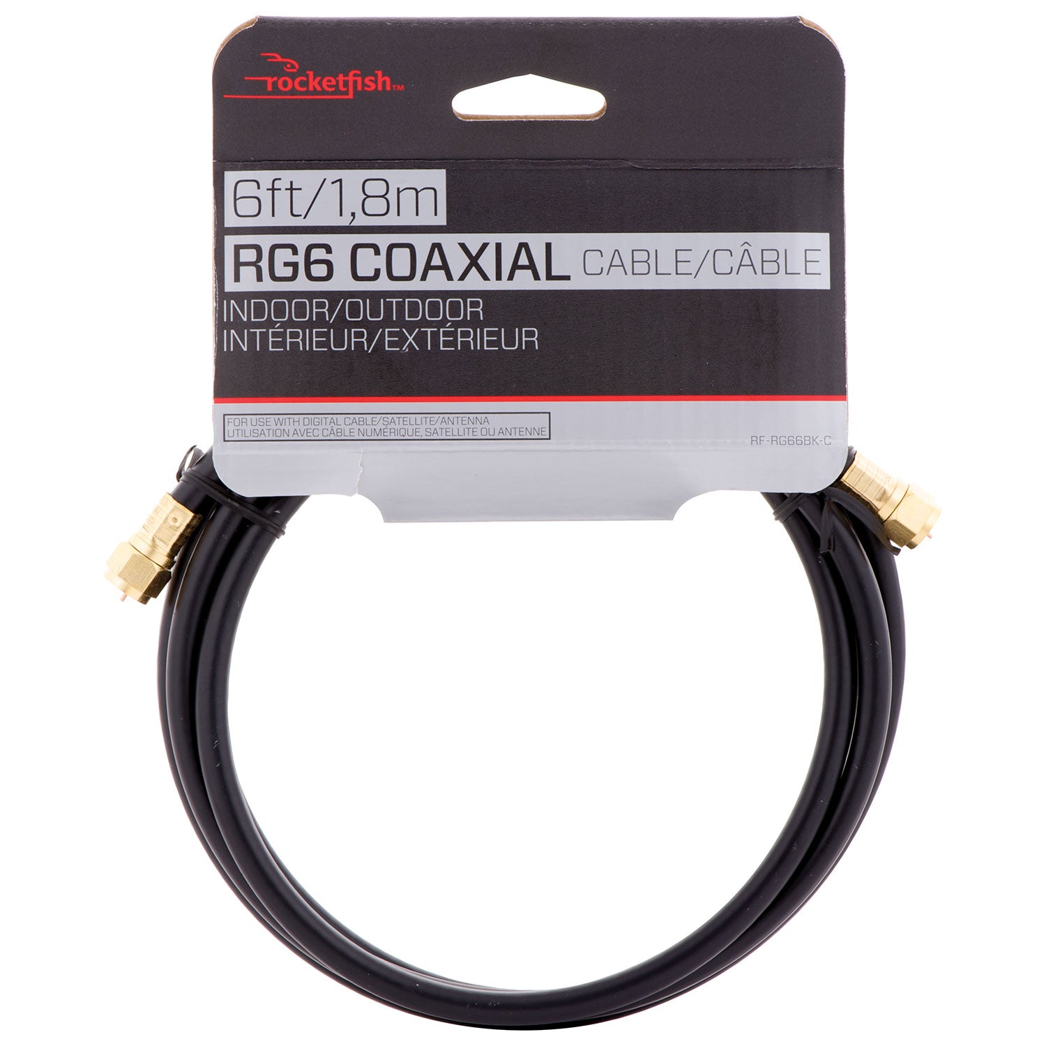 Rocketfish RF-RG66BK 6ft/1.8m RG6 Coaxial Cable Indoor/Outdoor