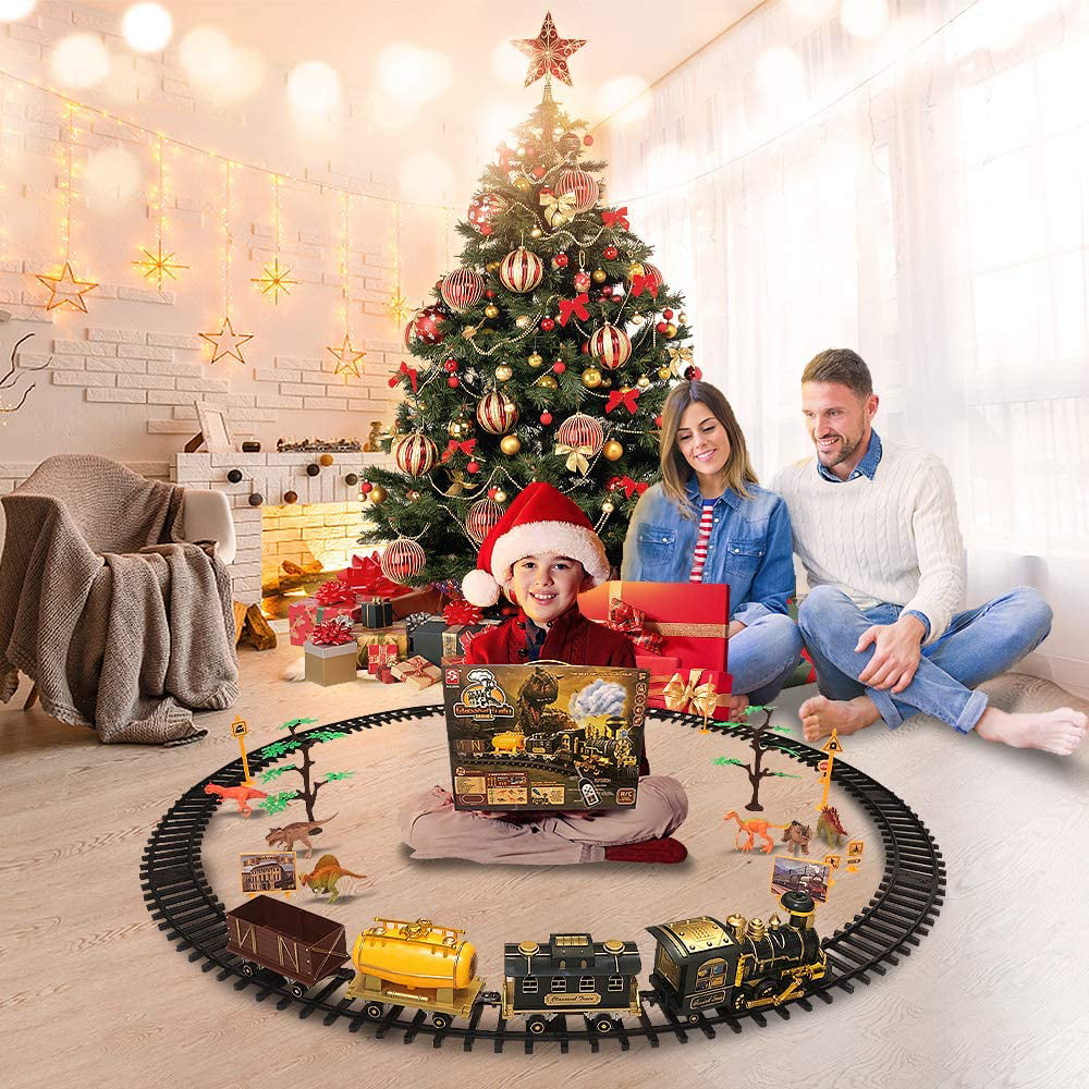 Models Train Set Toy， Large Size Dinosaurs Electric Train Toy with Remote， Lights， Dinosaurs， Steam