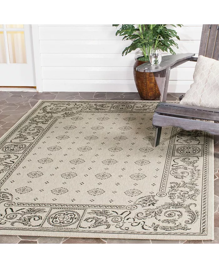 Safavieh Courtyard Sand and Black Outdoor Area Rug Collection
