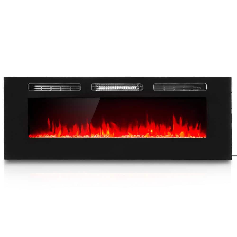 XtremepowerUS 5100 BTU 1500Watt 60 in InWall Electric Heater Smokeless FireplAce with 3Changeable Flame Color and Remote Control