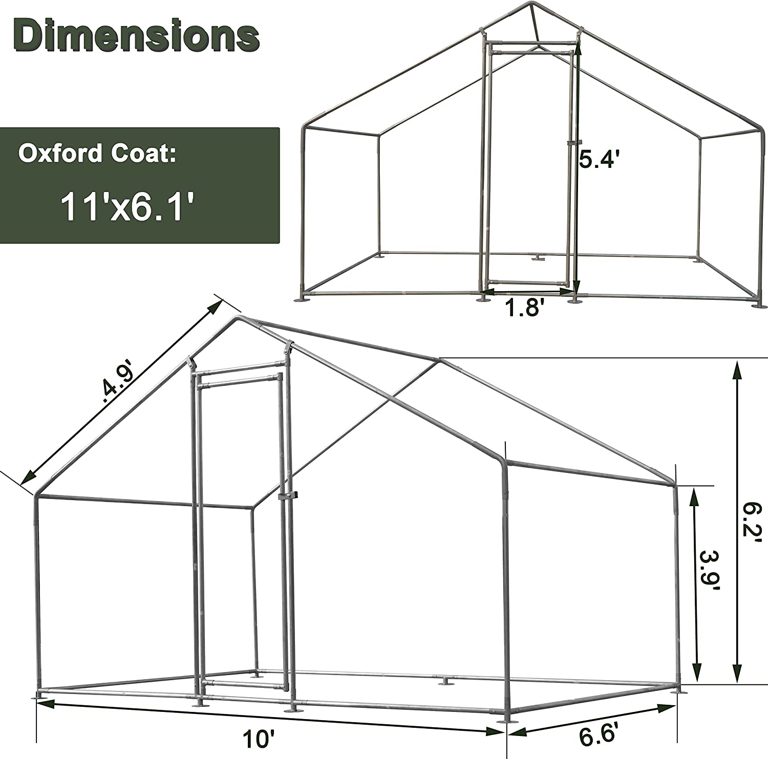 Large Chicken Coop Metal Chicken Runs for Yard， 10' Walk in Chicken Coop Cage Chicken Pen Poultry Cage with Waterproof and Anti-UV Cover Heavy Duty Rabbit Hutch Duck Cage for Outdoor， Backyard and Farm
