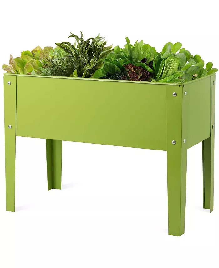 Costway 24'' x12'' Outdoor Elevated Garden Plant Stand Raised Tall Flower Bed Box