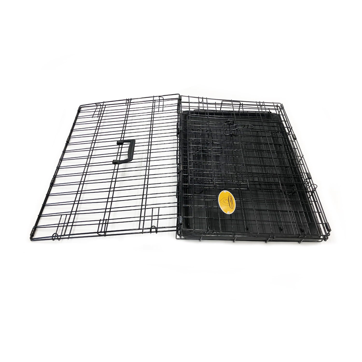 KennelMaster Double Door Folding Wire Dog Crate， Black， X-Small， 24