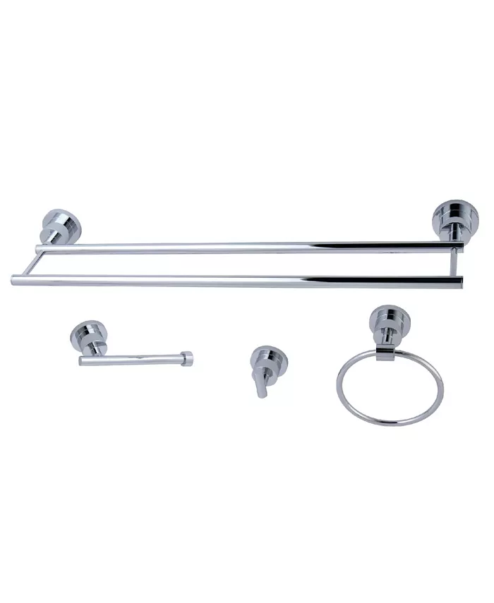 Kingston Brass Concord 4-Pc Dual Towel Bar Bathroom Accessories Set in Polished Chrome