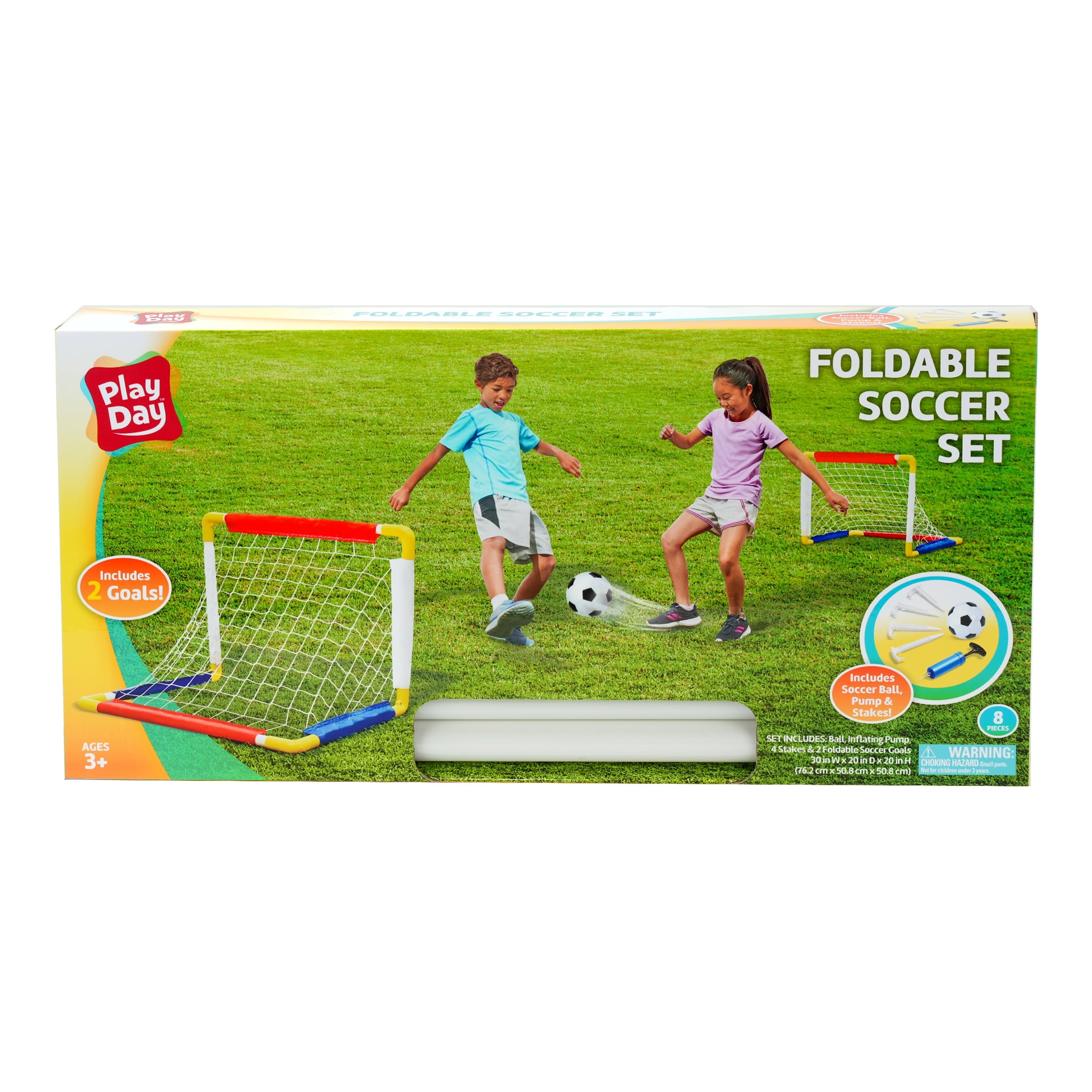Play Day Foldable Soccer Set， Beginner Sports Soccer Game， Children Ages 3+