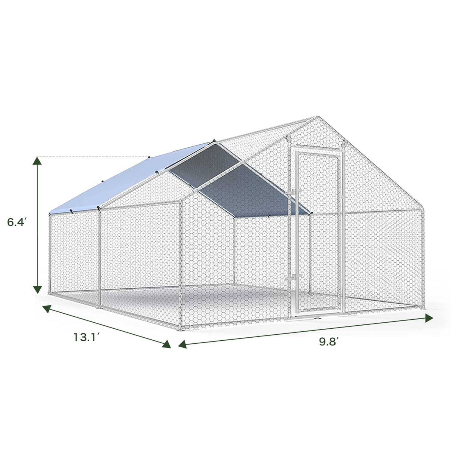 ICLBC Large Chicken Coop Run Pen Cage Hen House W/ Roof Cover 10x13ft， Metal， Walk in