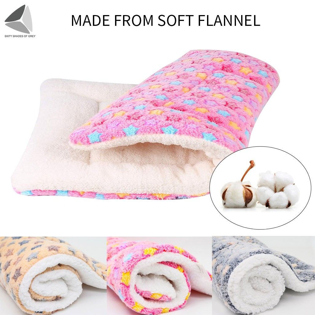 Sixtyshades Warm Soft Pet Dog Bed with Cute Prints， Reversible Fleece Crate Bed Mat Machine Washable For Small Medium Large Dog Cat (XL， Blue)