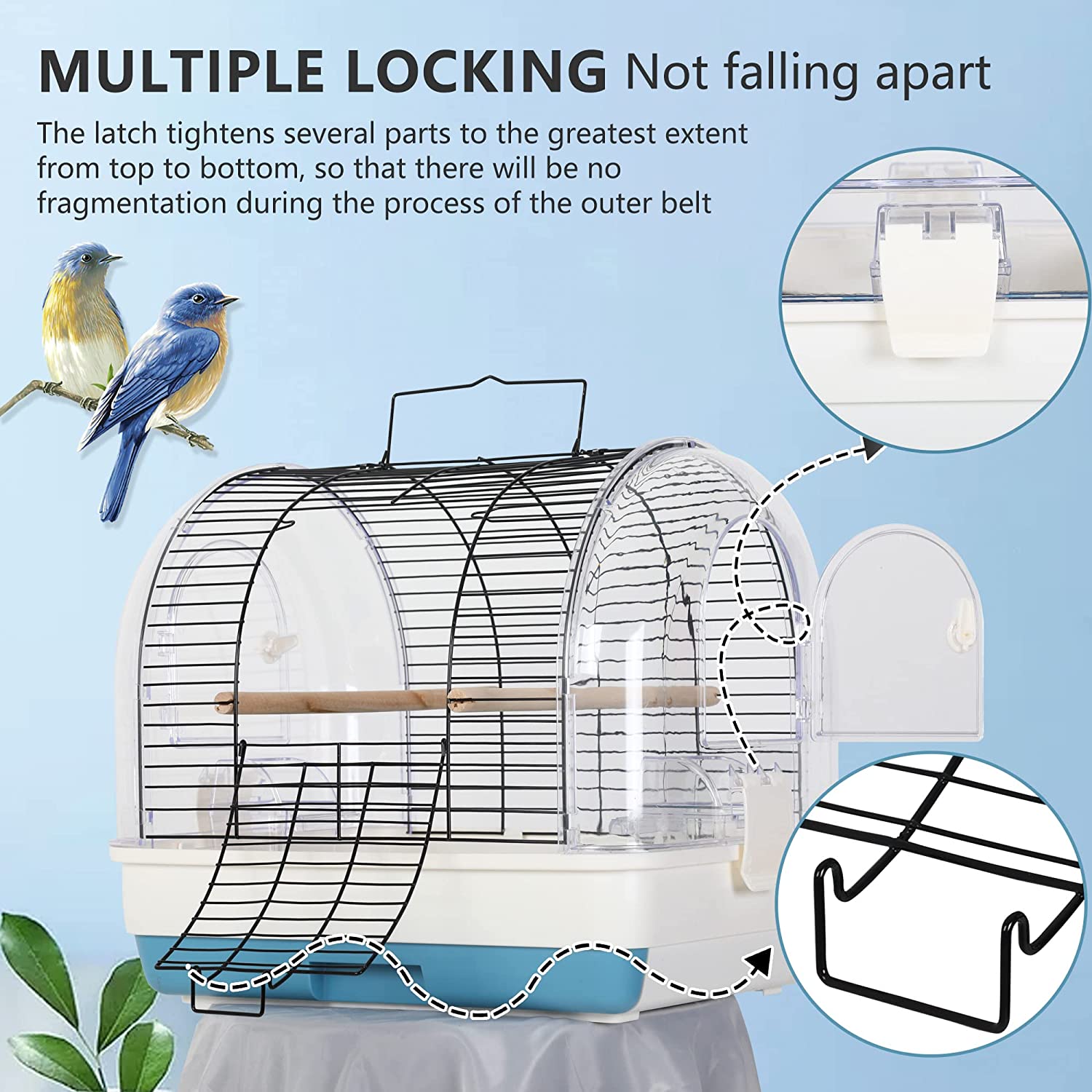 BestPet Bird Carrier Travel Cage with Perch Lightweight Bird Travel Bag Outdoor，Light Blue