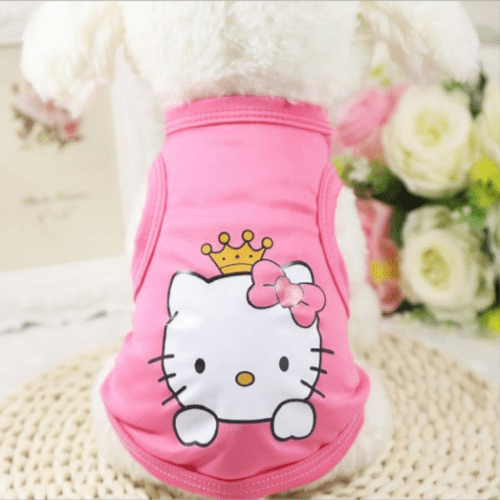 Cute Hello Kitty Logo t-Shirt Pink Hello Kitty Design Shirt FOR SMALL DOGS Small Dog Sweater (SMALL)