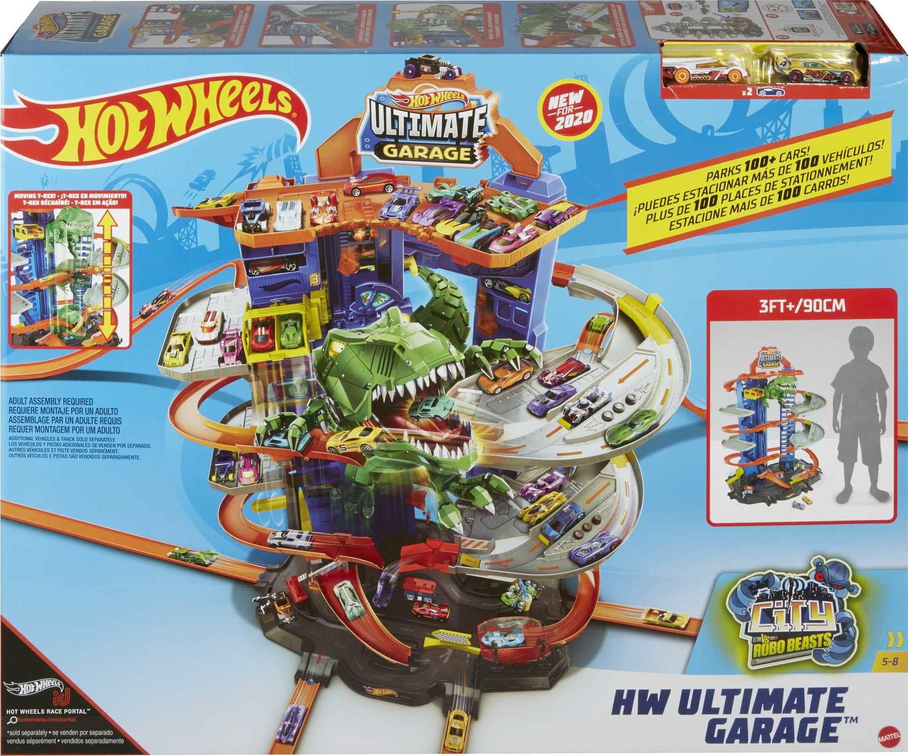 Hot Wheels HW Ultimate Garage Playset with 2 Toy Cars， Stores 100+ 1:64 Scale Vehicles