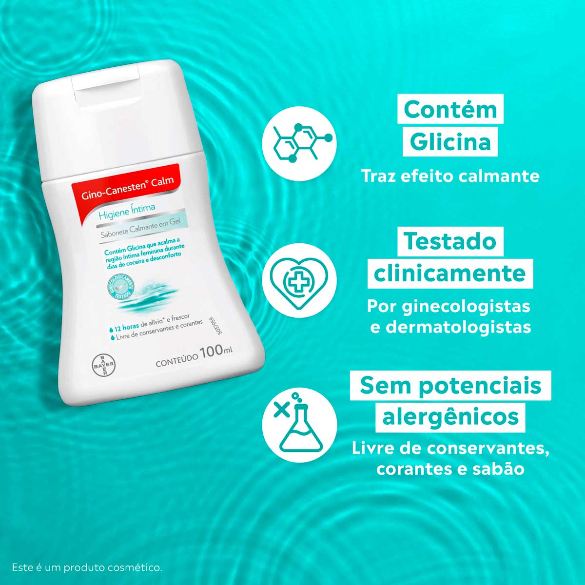 Sabonete Intimo em Gel para Coceira Vaginal Gino-Canesten Calm 100ml