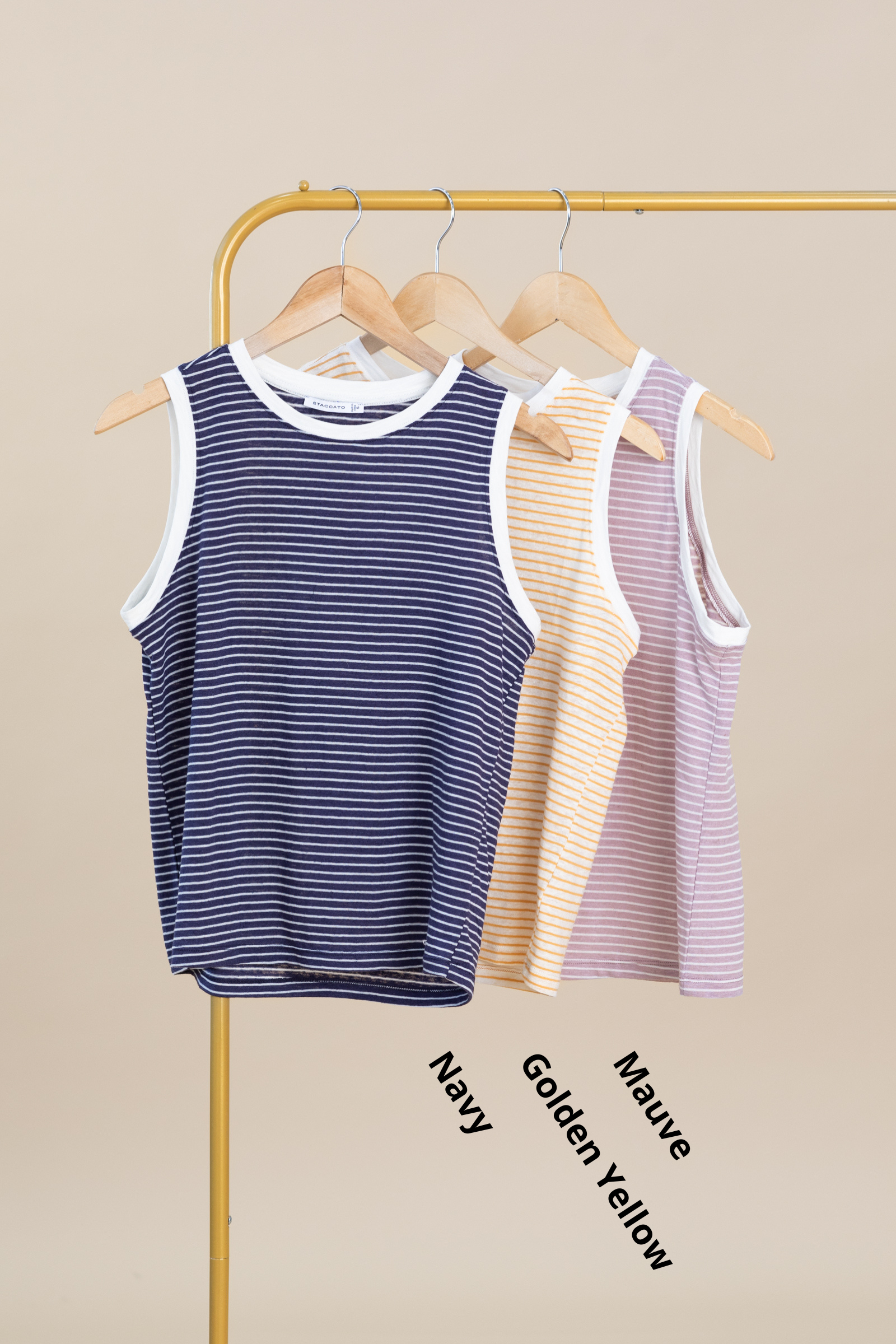 Sleeveless Striped Linen Tank Top
