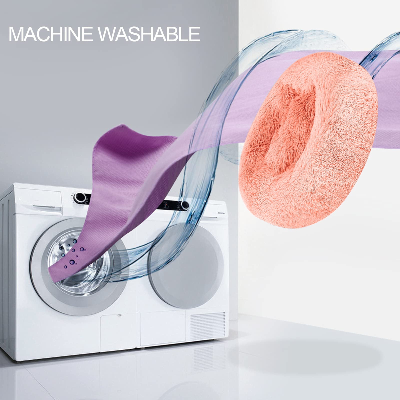 Nisrada Calming Donut Pet Bed for Dogs and Cats， 27 Inch Dog Bed for Large Dogs， Washable-Round Pet Bed for Puppy and Kitten