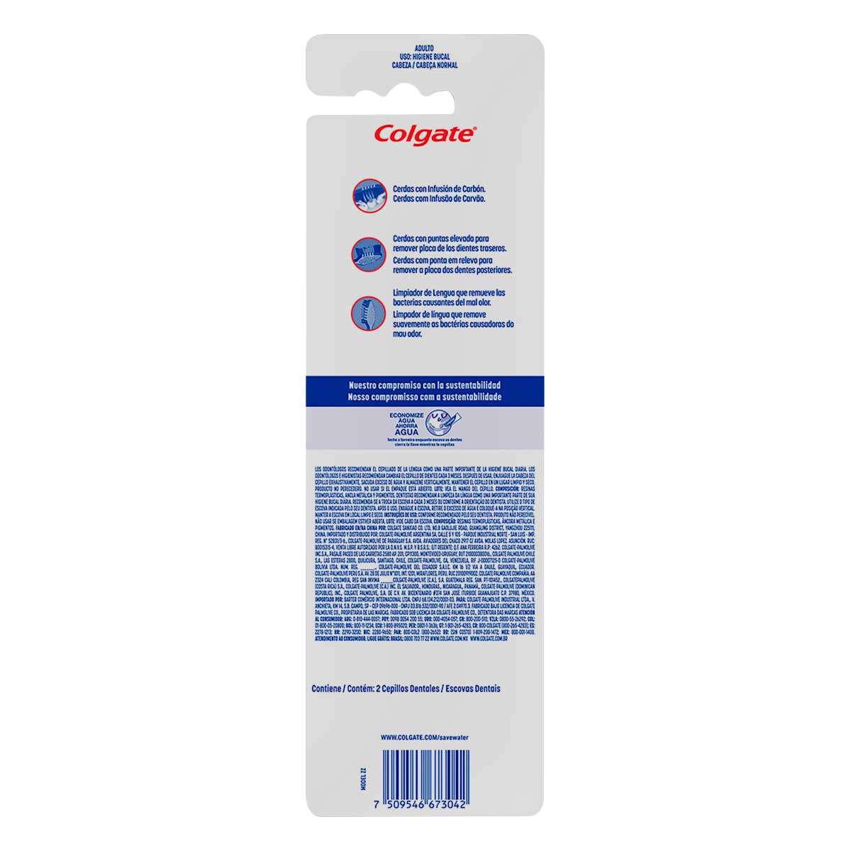 Escova Dental Macia Colgate Zig Zag Infusao de Carvao Blister com 2 Unidades